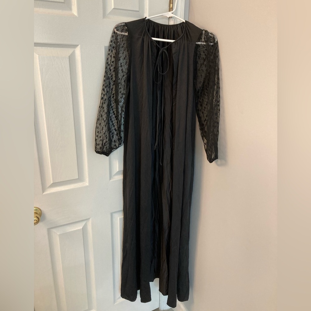 Ralph Montenero Vintage black robe with floral lace sleeves (fits like a medium)